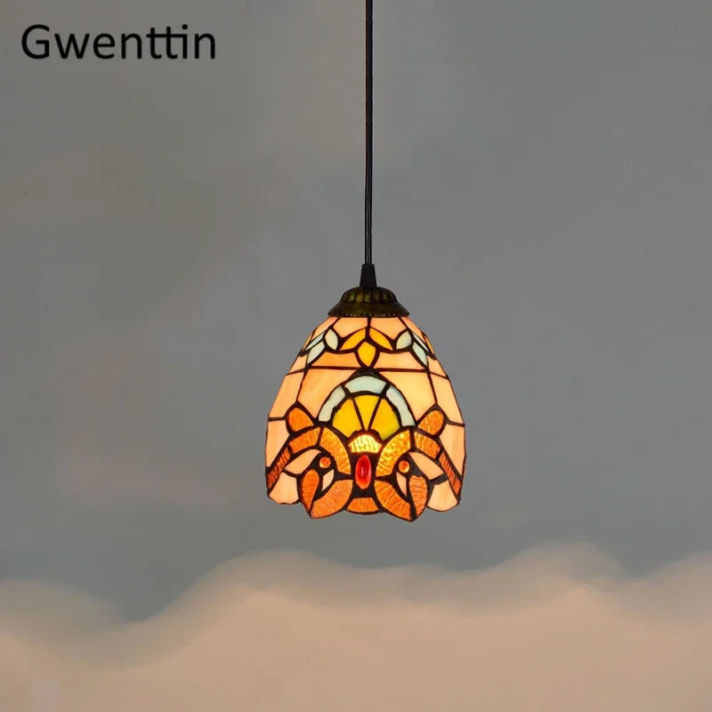 Vitrail suspension lampe salle à manger lustres plafond suspension chambre luminaire maison Luminaria Tiffanydecor