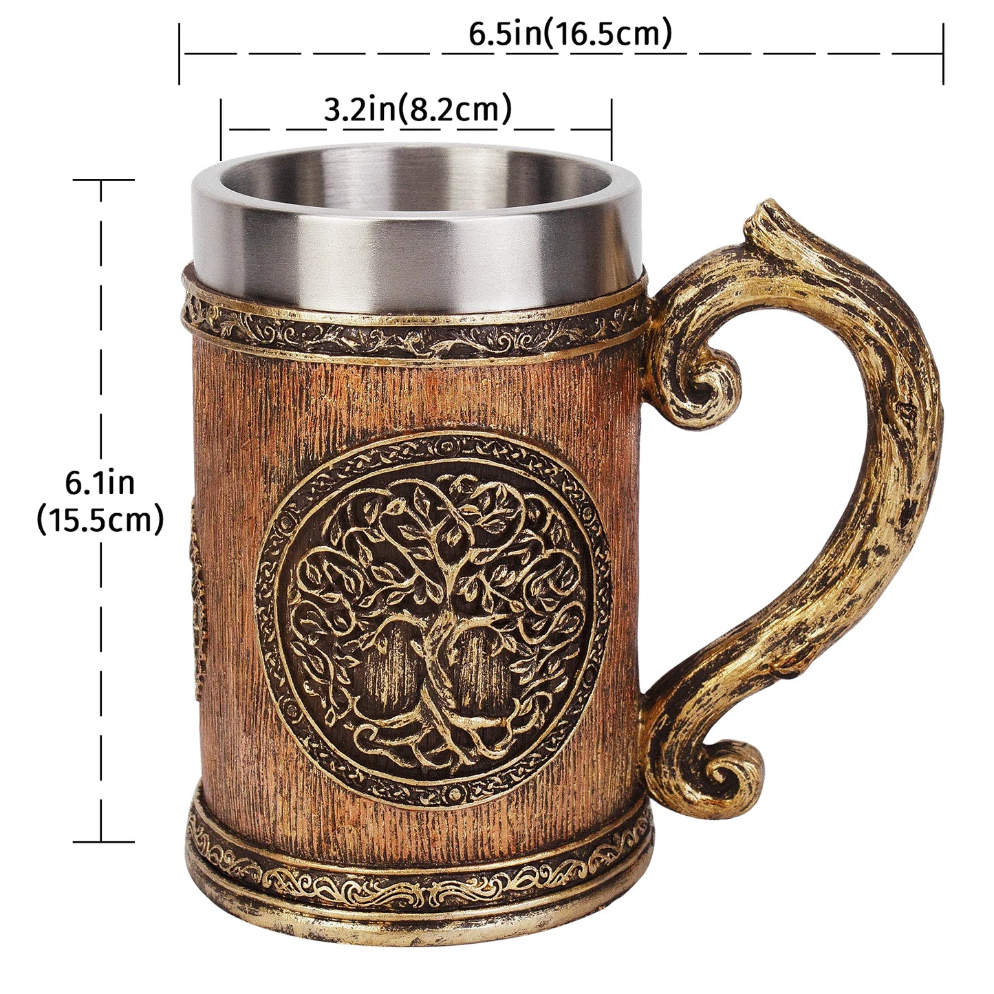 Mug Viking arbre de vie en résine 3D, gobelet en acier inoxydable 304, décoration nordique, tasse à café Stein, cadeau pour hommes, nouvelle collection