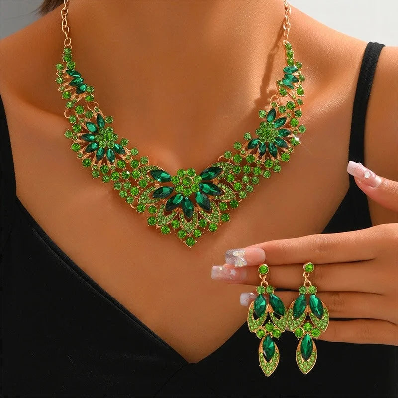 Ensemble de collier vintage pour femme, feuilles, fleurs, accessoires pour patients exagérés, 2 pièces