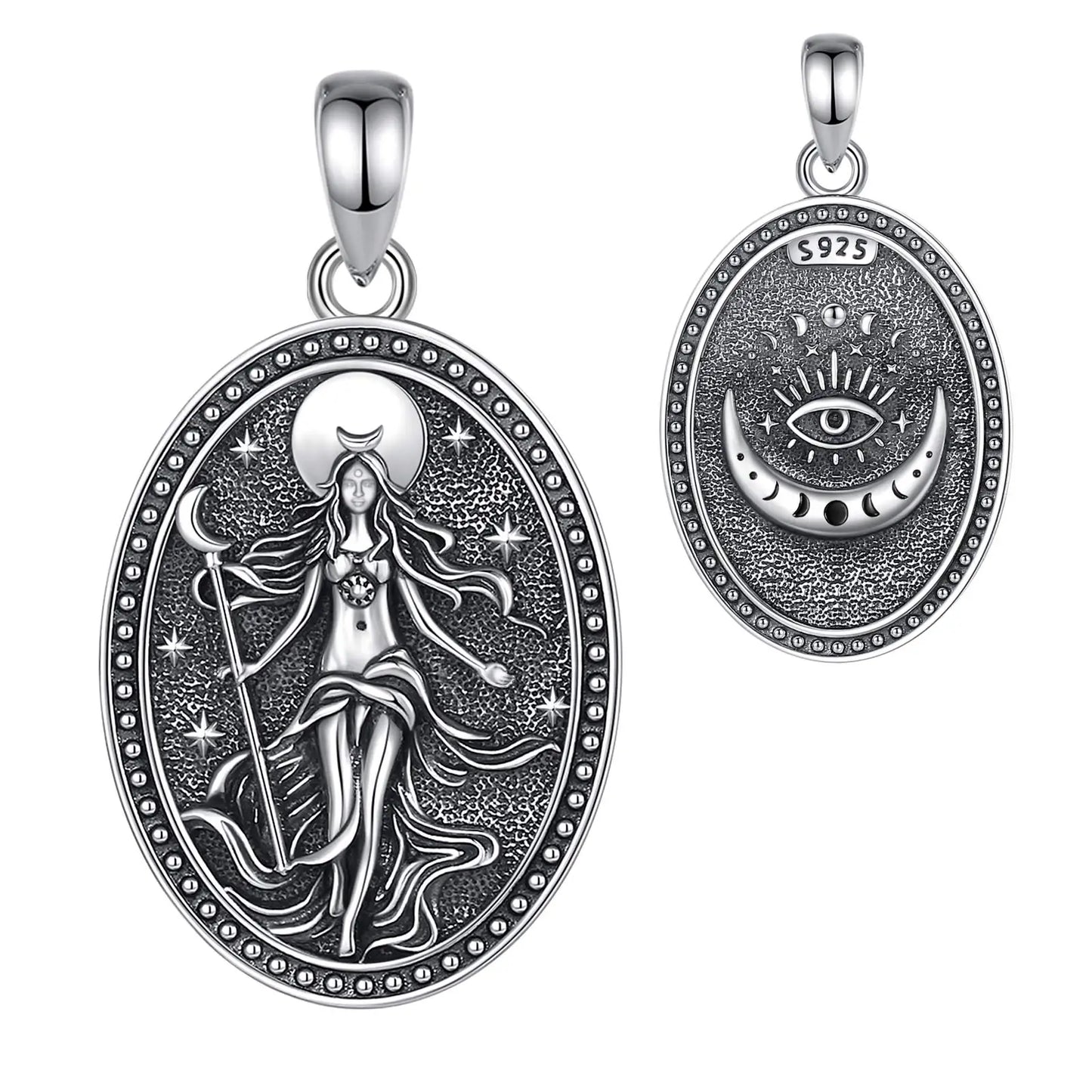 Eudora 925 argent Sterling NYX lune déesse collier Wicca païen amulette pendentif hellenique bijoux beau cadeau pour femmes hommes