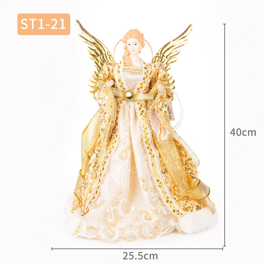 Ornements d'ange pour dessus d'arbre de noël, décoration d'arbre de noël en or, décors de noël en or pour jardin, cour, café, décor de bureau