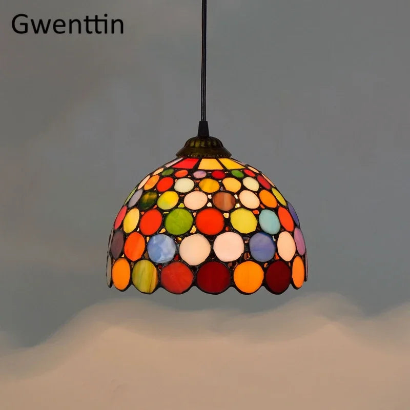 Vitrail suspension lampe salle à manger lustres plafond suspension chambre luminaire maison Luminaria Tiffanydecor