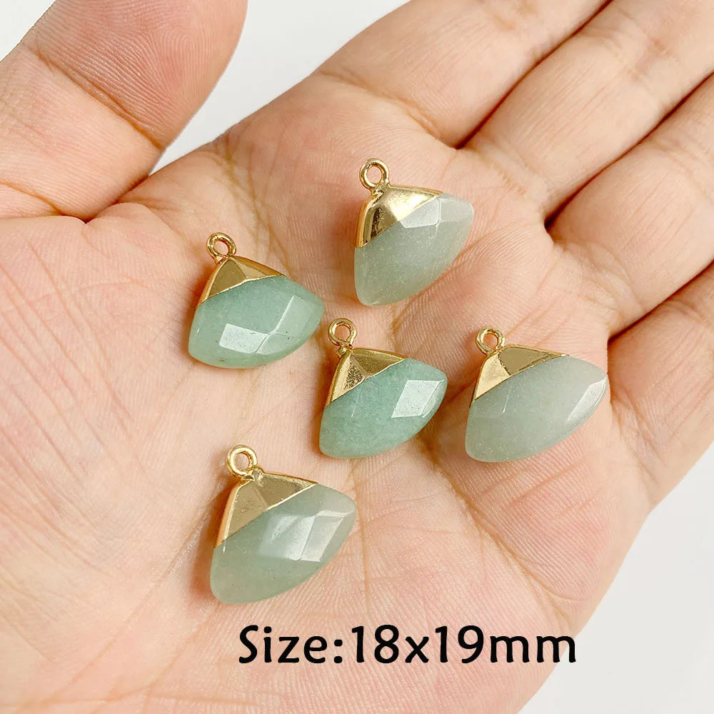 Pendentif en Pierre Naturelle Aventurine Verte, Perles de Jades de Guérison, Breloques Porte-Bonheur, Bijoux de Bricolage pour Femme et Homme, 2 Pièces