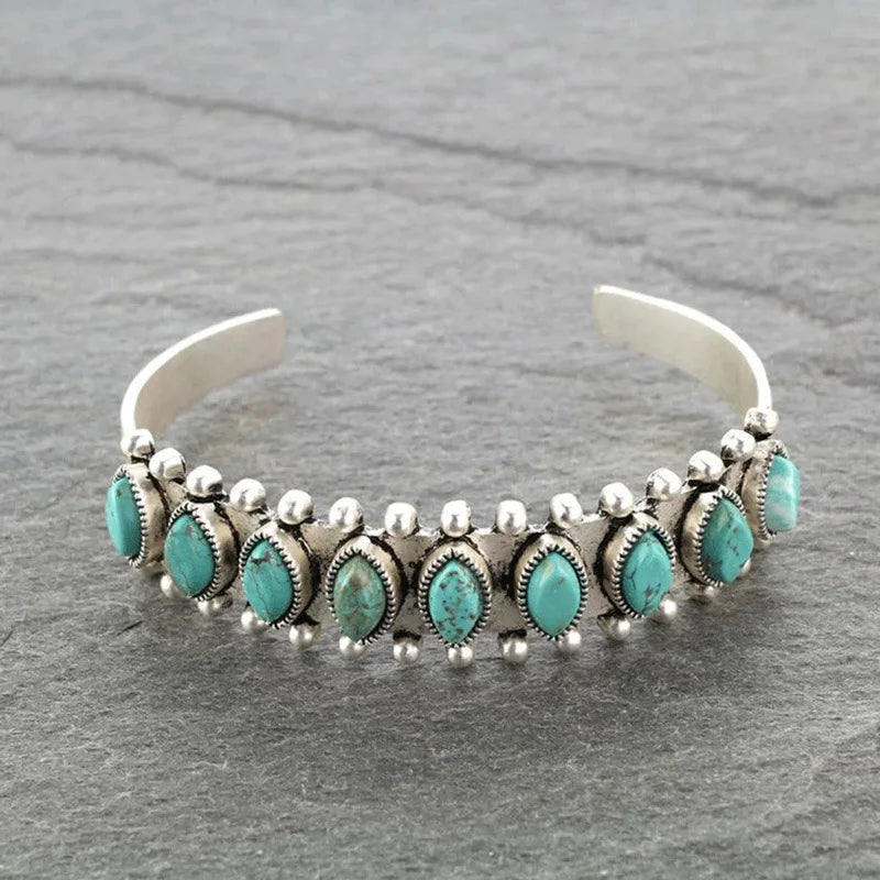 Bracelet Turquoise Vintage du Tibet pour femmes et hommes, Bracelets bohème ethnique gitane indien Afghan, bijoux turcs