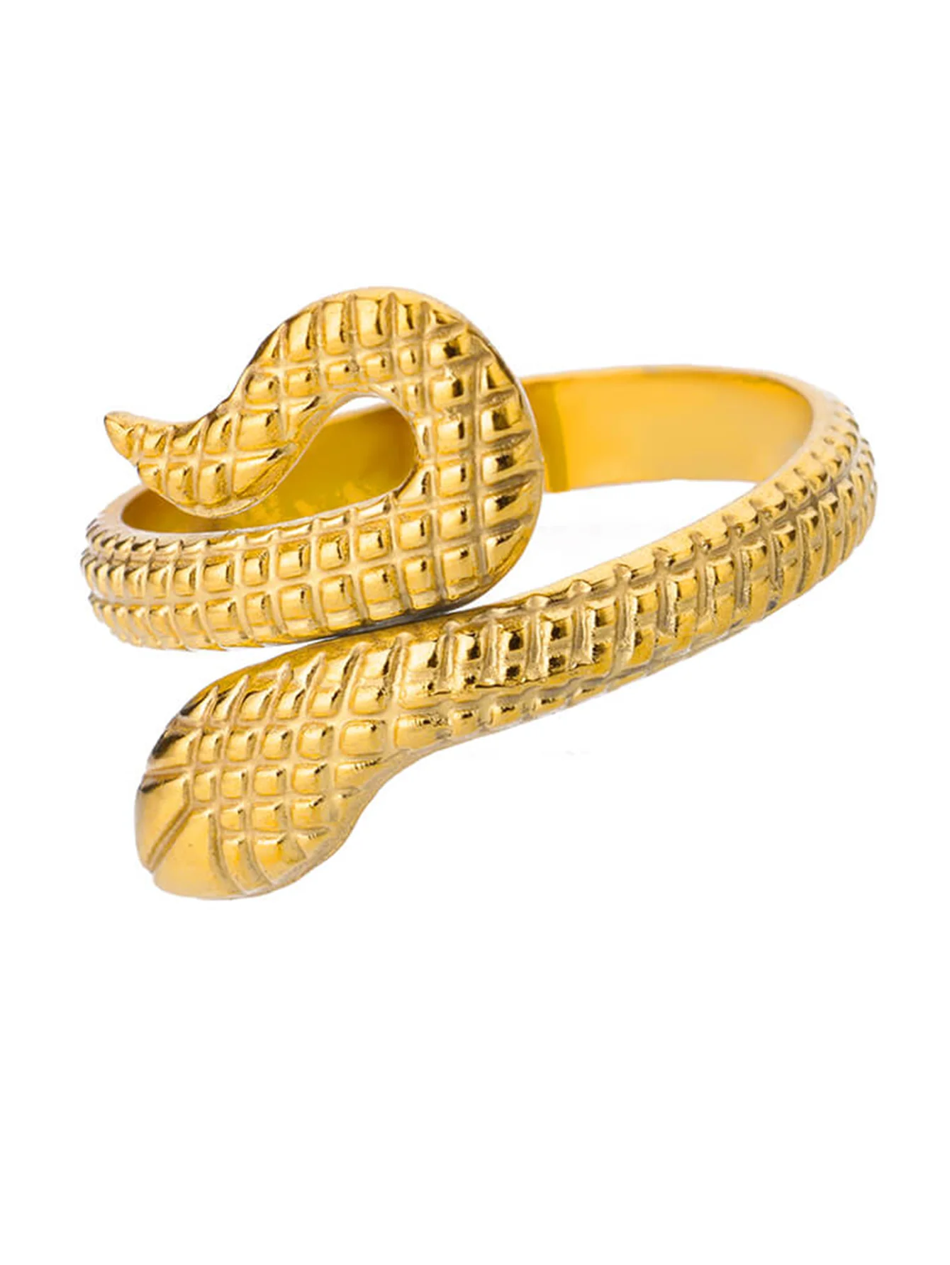 Bague Serpent Réglable en Acier Inoxydable Plaqué Or 316L – Style Gothique Vintage Unisexe