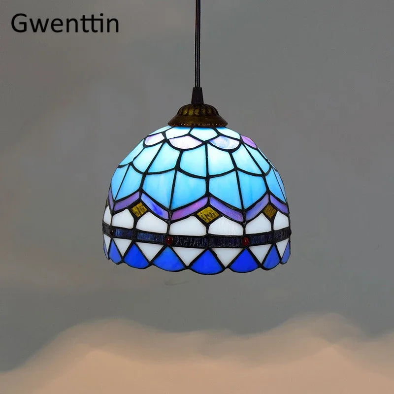 Vitrail suspension lampe salle à manger lustres plafond suspension chambre luminaire maison Luminaria Tiffanydecor