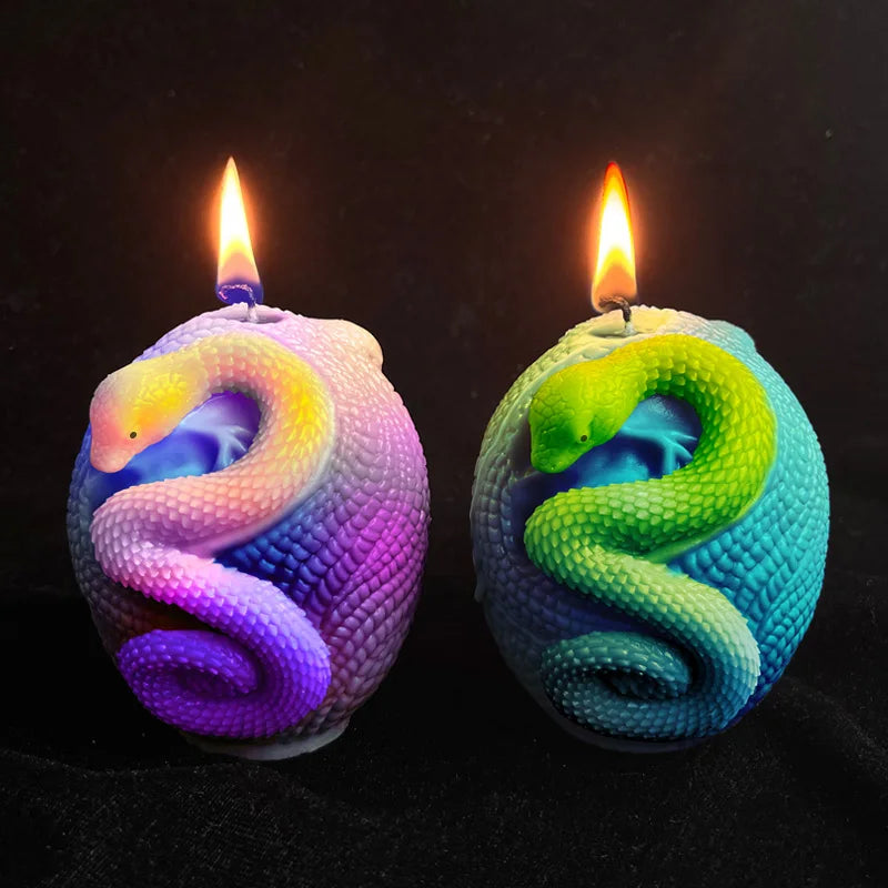Moule en silicone pour bougie pilier serpent en relief – création artisanale et aromatique Halloween
