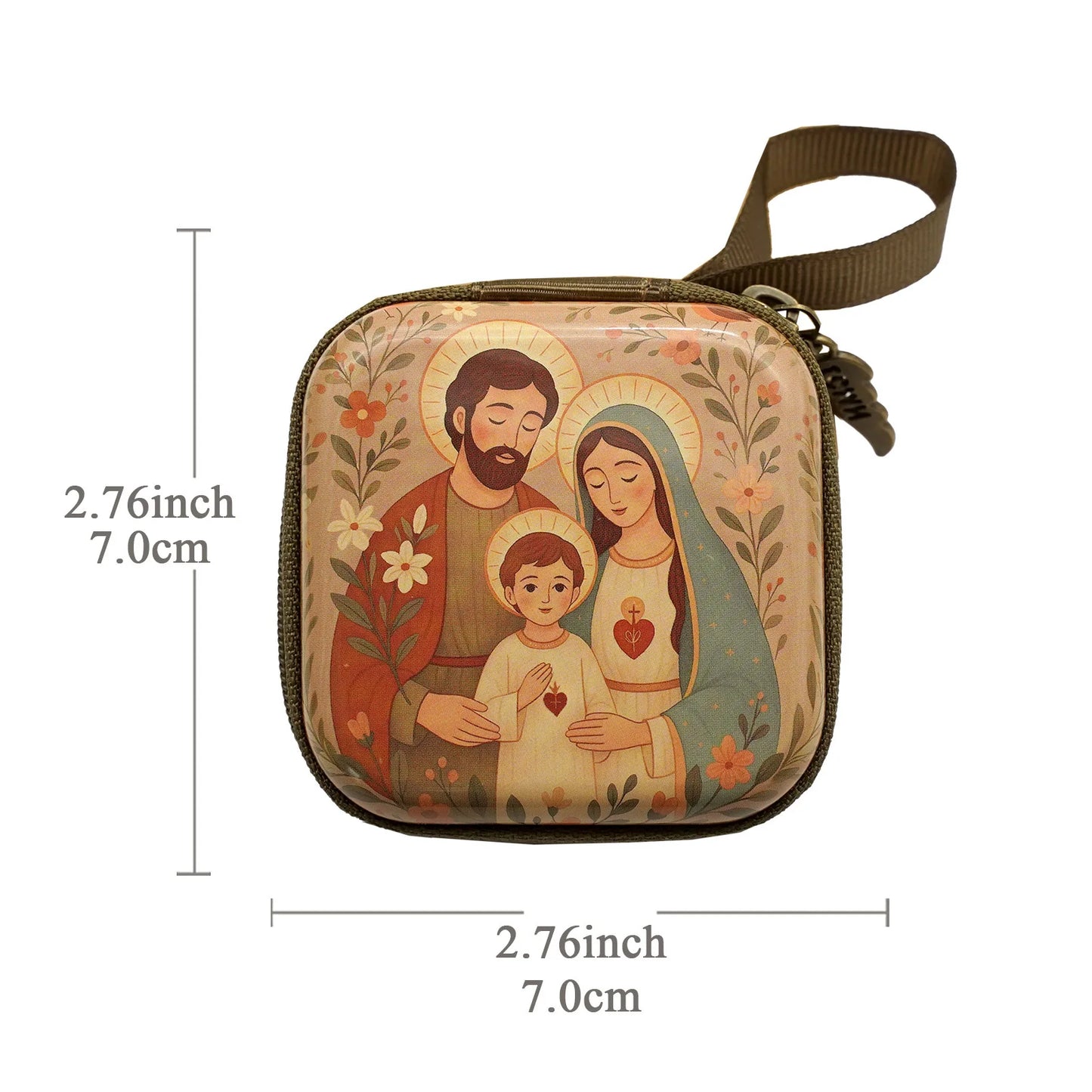 7x7 cm vierge marie jésus prière chapelet sac bijoux religieux boîte de rangement Articulos religiosos catholico