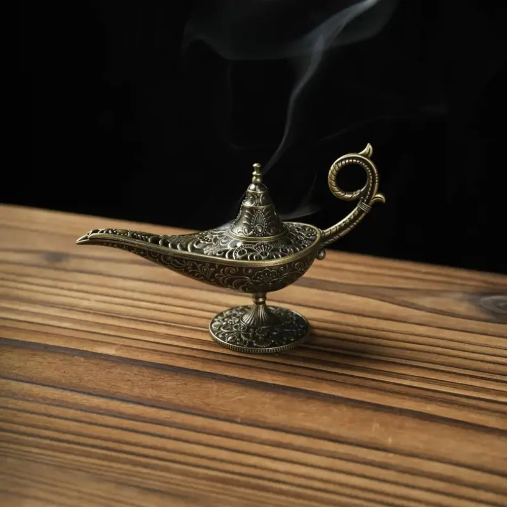 Brûleur d'encens de style antique durable, métal de purification de l'air, four aromatique, cadeaux de Press, lampe Aladdin, décoration d'intérieur