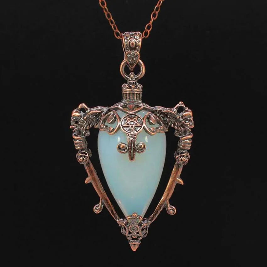 Collier pendentif en cristal goutte d'eau pour hommes et femmes, Quartz rose naturel, Onyx, Lapis Lazuli, Opale, Bijoux en pierre antique, Alanding Yst
