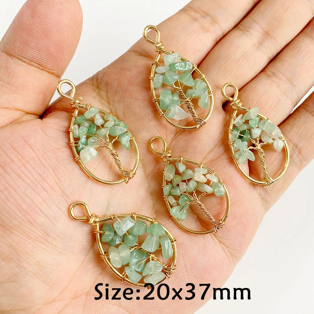 Pendentif en Pierre Naturelle Aventurine Verte, Perles de Jades de Guérison, Breloques Porte-Bonheur, Bijoux de Bricolage pour Femme et Homme, 2 Pièces