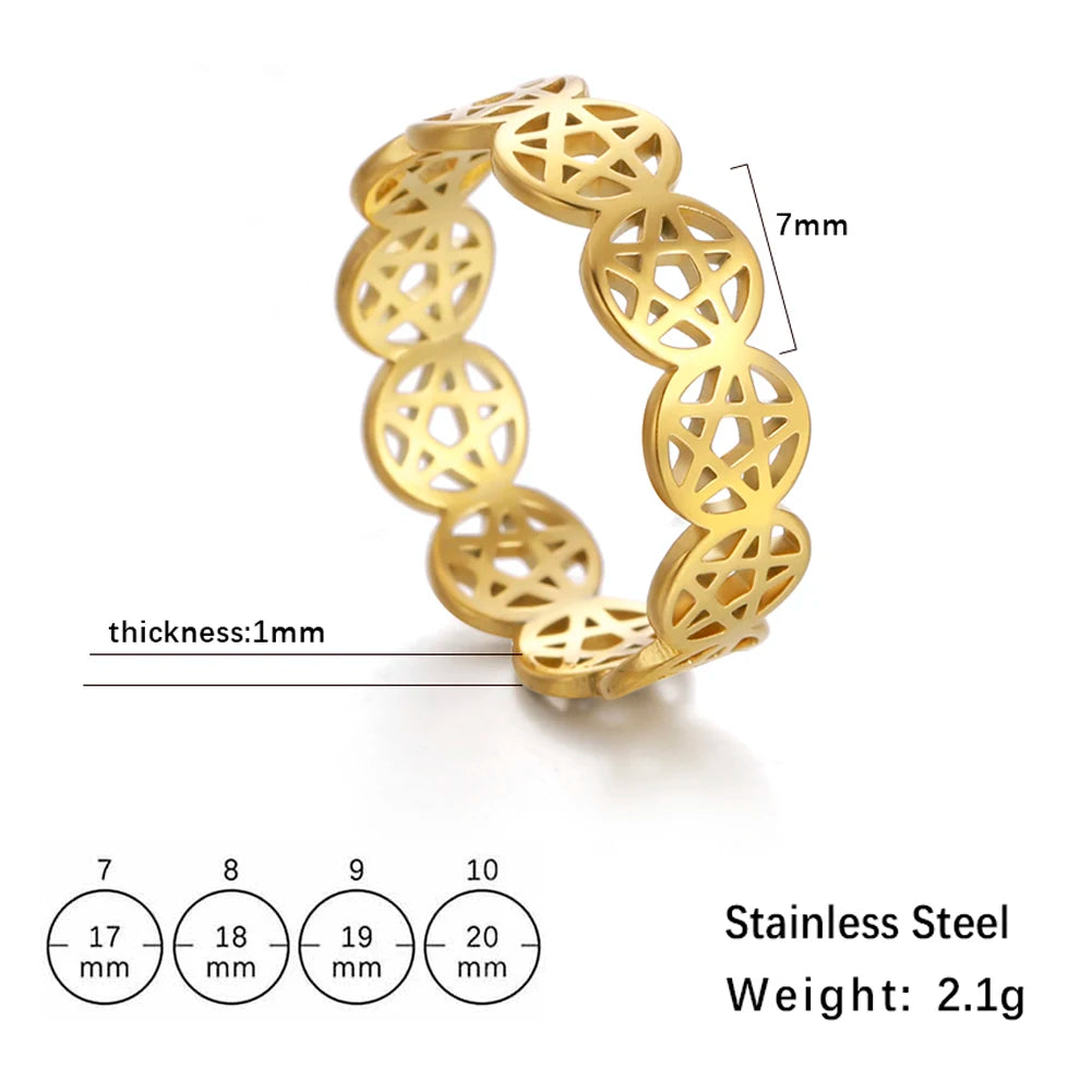 COOLTIME – bague pentagramme surnaturel pour femmes, en acier inoxydable, géométrique, circulaire, Pentacle, Couple, bijoux cadeau