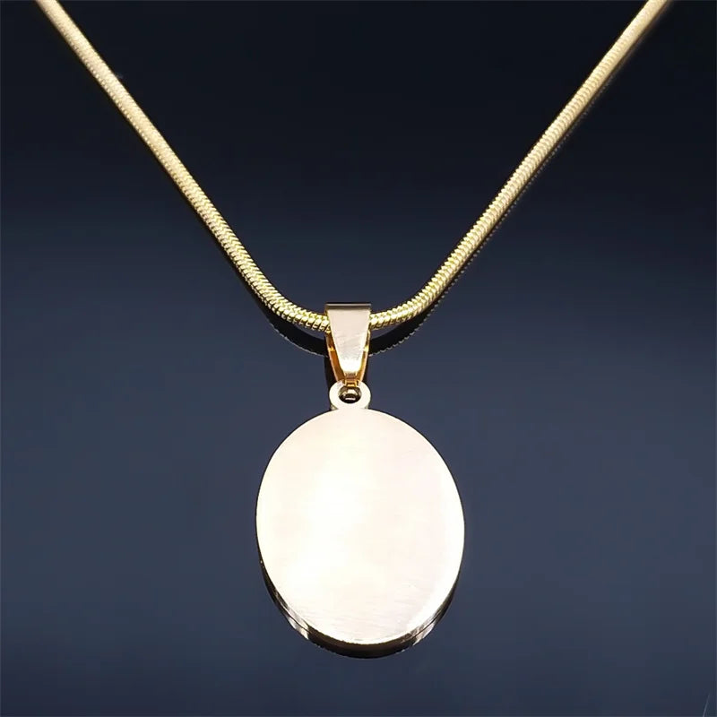 Vierge Marie pendentif croyant collier pour femmes en acier inoxydable religieux catholique clavicule chaîne colliers ras du cou bijoux N2056
