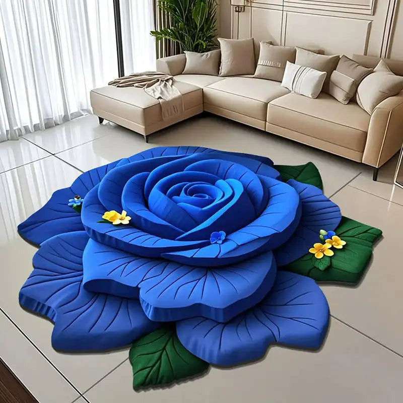 Tapis de sol en peluche florale et terre de diatomées, absorbant, antidérapant, pour salle de bain, motif de fleurs fraîches 3D, résistant à la saleté