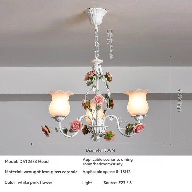 Campagne française pendentif LED lumière décoration de la maison salon chambre cuisine jardin Rose fleur herbe luminaires