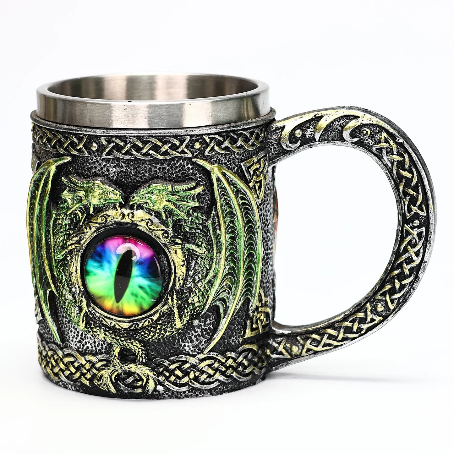 Dragon Eye Tankard 304 acier inoxydable intérieur médiéval croix épées chevalier bière thé café tasse Stein tasse 450ml Halloween cadeau