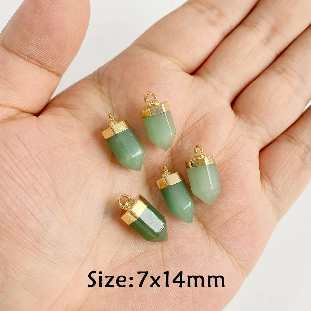 Pendentif en Pierre Naturelle Aventurine Verte, Perles de Jades de Guérison, Breloques Porte-Bonheur, Bijoux de Bricolage pour Femme et Homme, 2 Pièces