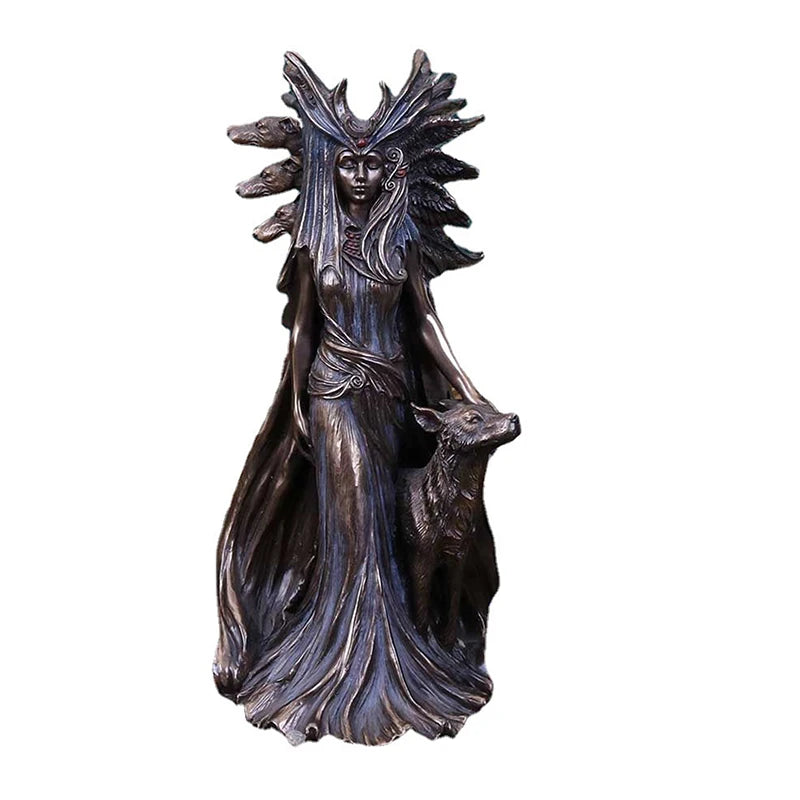 Hecate-Statue de Déesse Grecque de la Magie avec ses Chiens, Figurine d'Art Moderne, Sculpture de Sorcière en Résine, Décoration de Salon et de Maison