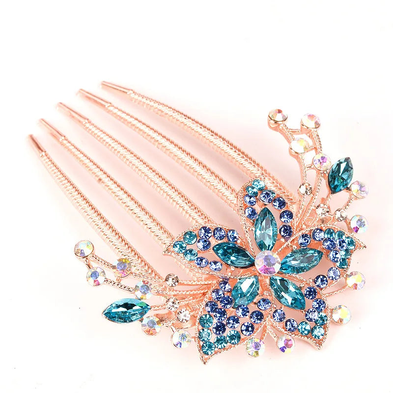 Pinces à cheveux à fleurs en cristal, peignes à chignon, épingles à cheveux brillantes pour femmes, accessoires pour cheveux