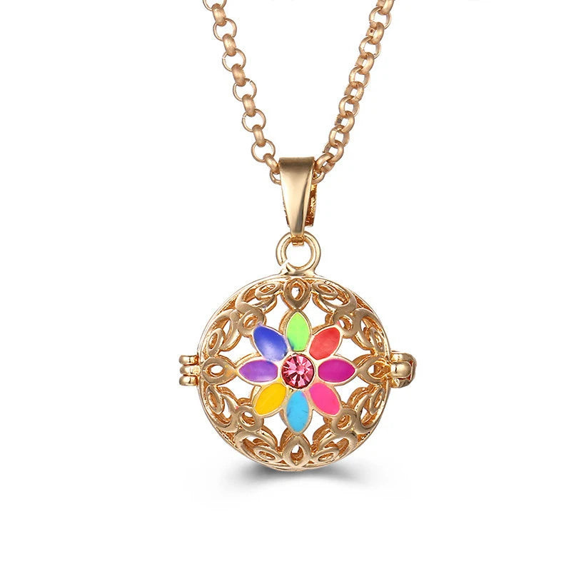 Nouveau charme carillon du mexique ailes d'ange creuses collier Vintage bijoux boule de musique pendentif aromatique pour les femmes accessoires de mode d'été