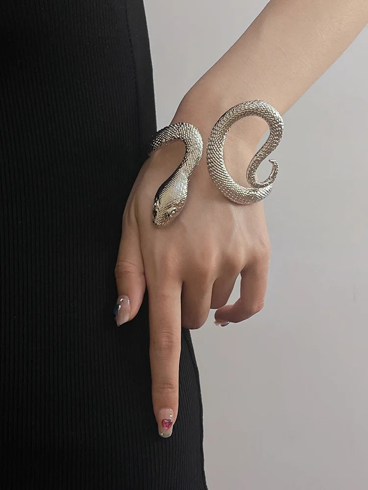 Bracelet Serpent Ouvert XIALUOKE Unisexe – Style Gothique Punk Hip-hop, Bijoux Tendance pour Femme et Homme