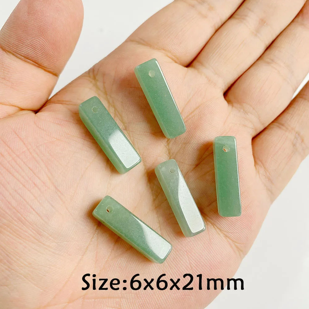 Pendentif en Pierre Naturelle Aventurine Verte, Perles de Jades de Guérison, Breloques Porte-Bonheur, Bijoux de Bricolage pour Femme et Homme, 2 Pièces