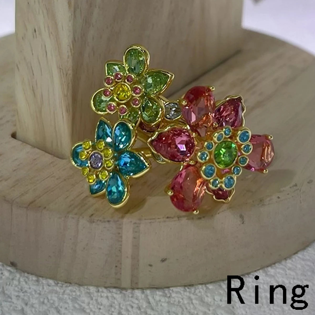 Ensemble de bijoux de fête pour femmes, haute qualité, nouvelle tendance, breloque, fleur colorée, papillon, cristal, collier, boucle d'oreille, bague, cadeau pour femmes, 2025