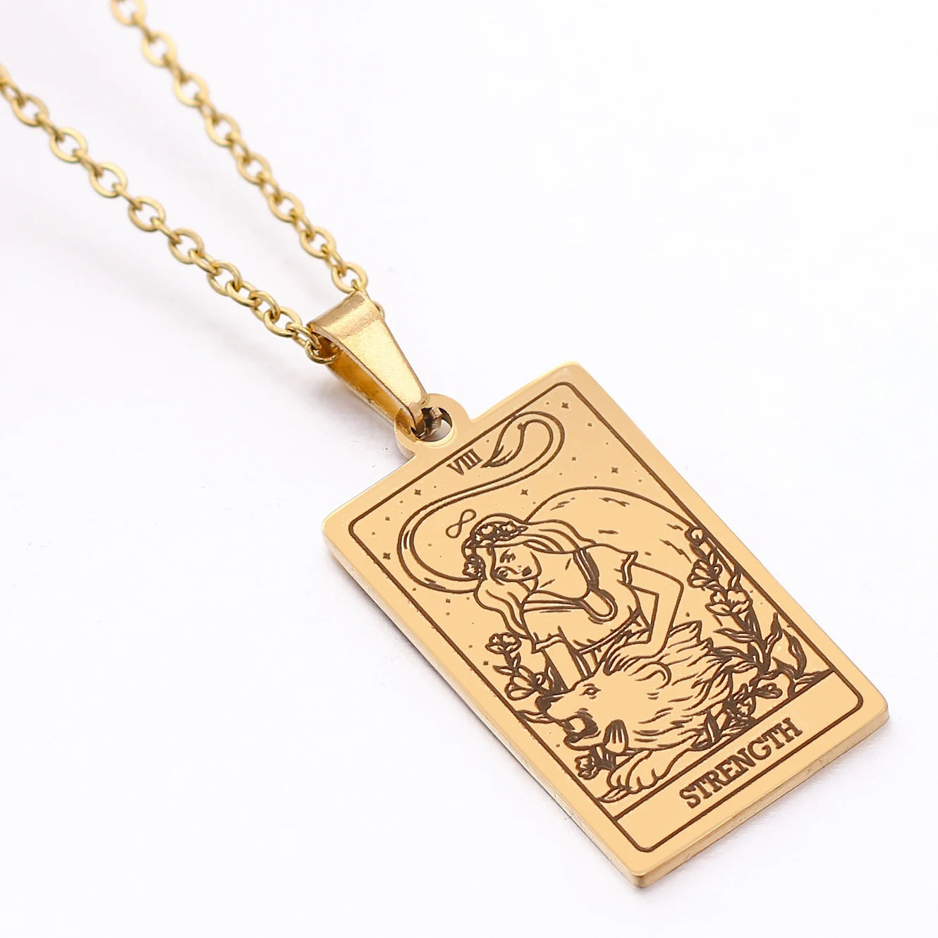 Collier de carte de Tarot en acier inoxydable, amulette porte-bonheur, bijoux ras du cou pour femmes, pendentif magicien/étoile/lune/soleil, vente en gros