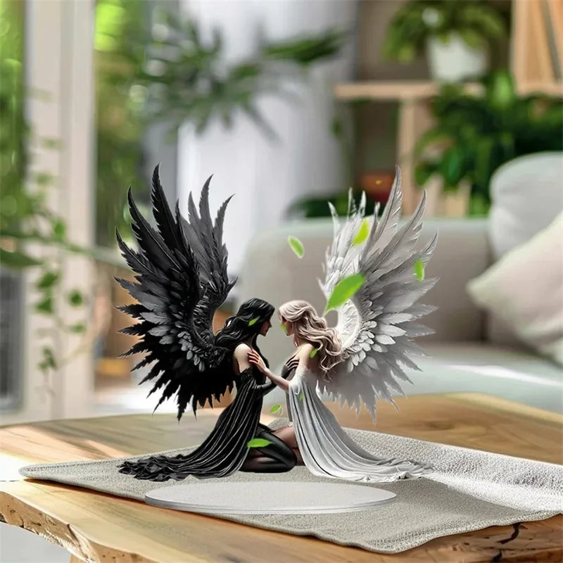 Décorations d'Ange Noir et Blanc, Décor de Table pio, Bureau, Meuble TV, Ornements de Décoration de Maison