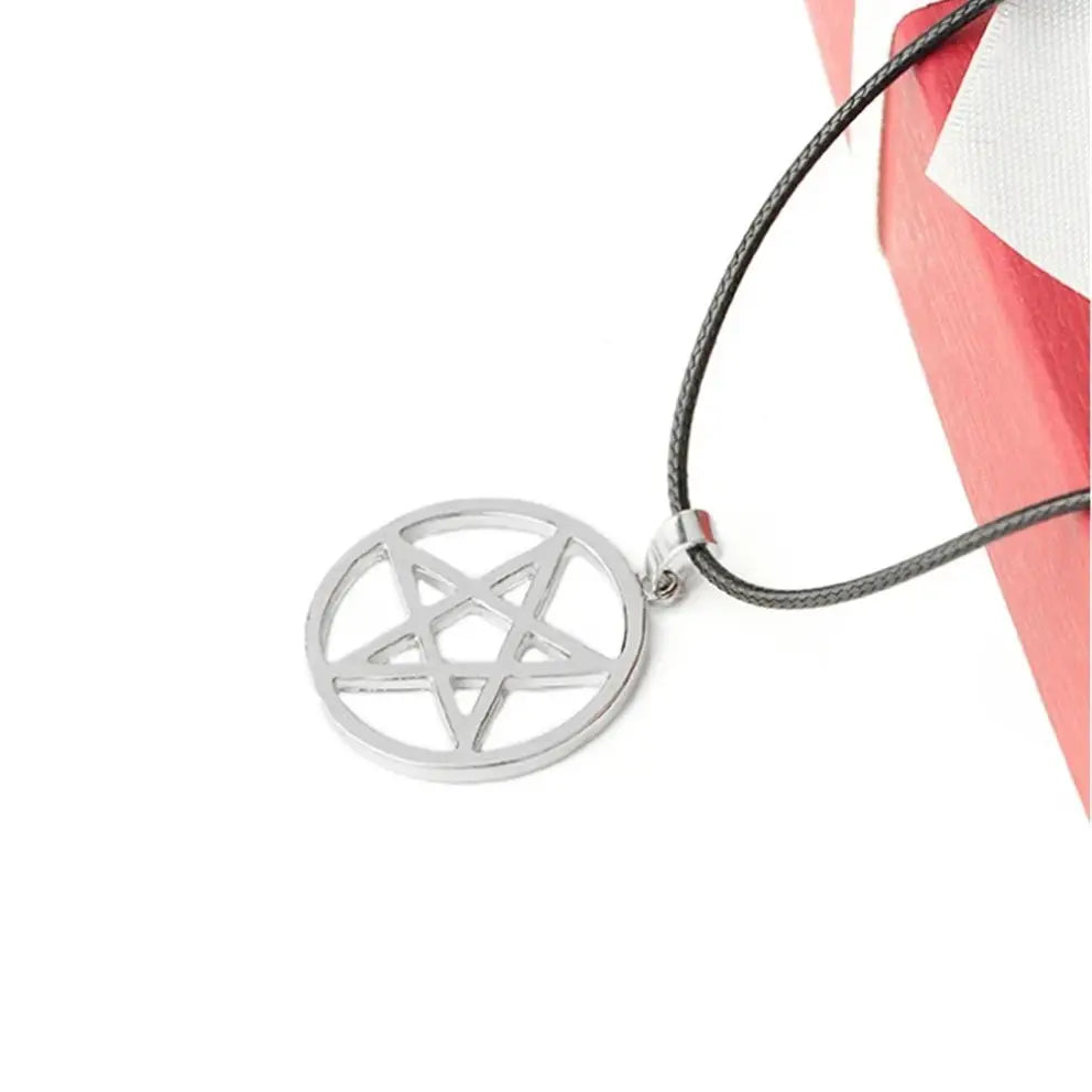 Collier de majordome noir à la mode, pendentif pentagramme Pentacle, Logo Lucifer Satan, signe, bijoux surnaturels pour hommes et femmes