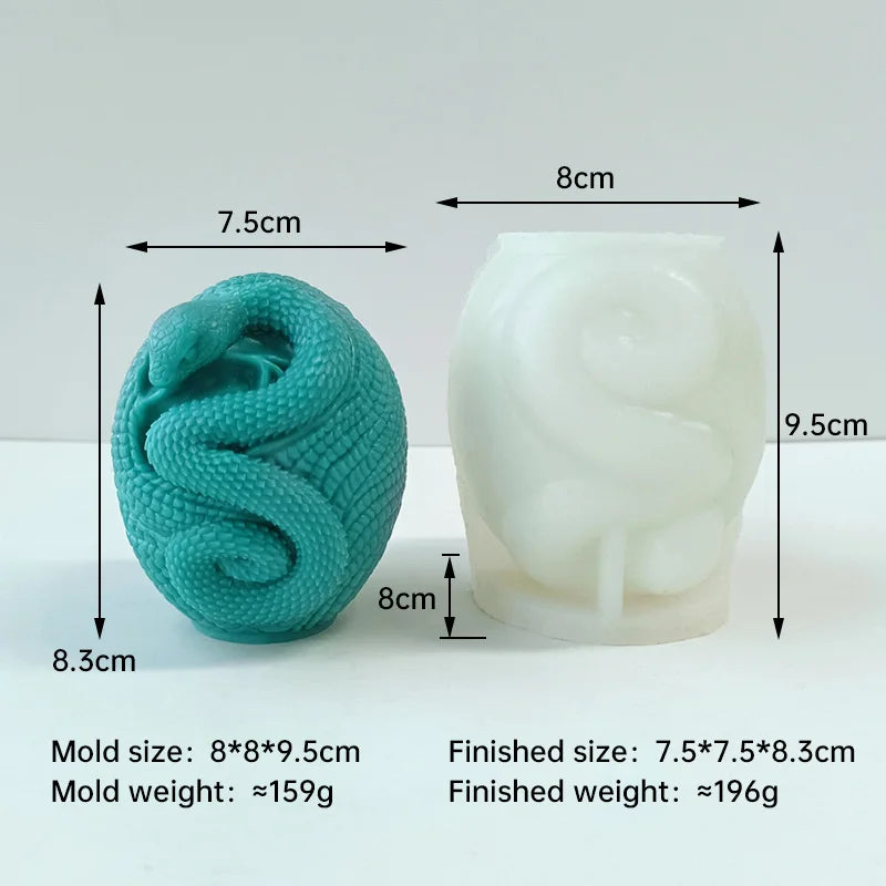 Moule en silicone pour bougie pilier serpent en relief – création artisanale et aromatique Halloween