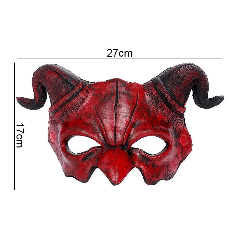 Halloween démon masque cornes diable demi-masque fête Cosplay horreur monstre mascarade effrayant maison hantée accessoires PU masque décor
