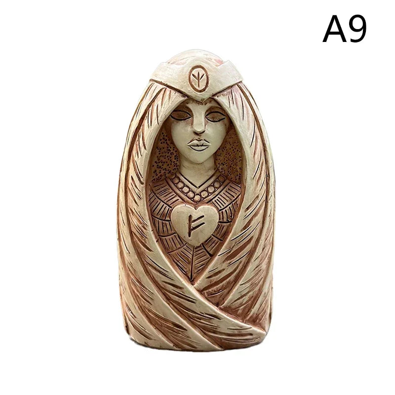 Freya – Statue de déesse Viking en résine, Sculpture d'ange religieux, Sculpture d'autel nordique montée au sol pour décoration de maison