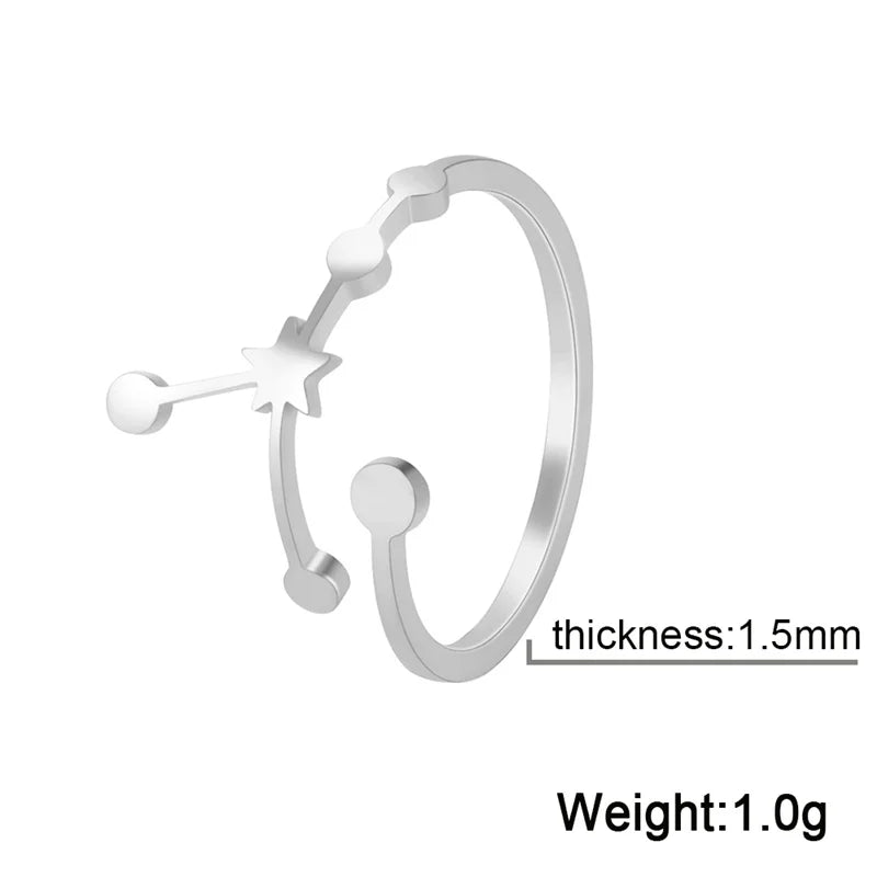12 bagues de constellation pour femmes, anneaux ouverts et réglables du zodiaque pour adolescents, vergine, Cancer, balance, lion, poissons, bijoux, cadeau d'anniversaire