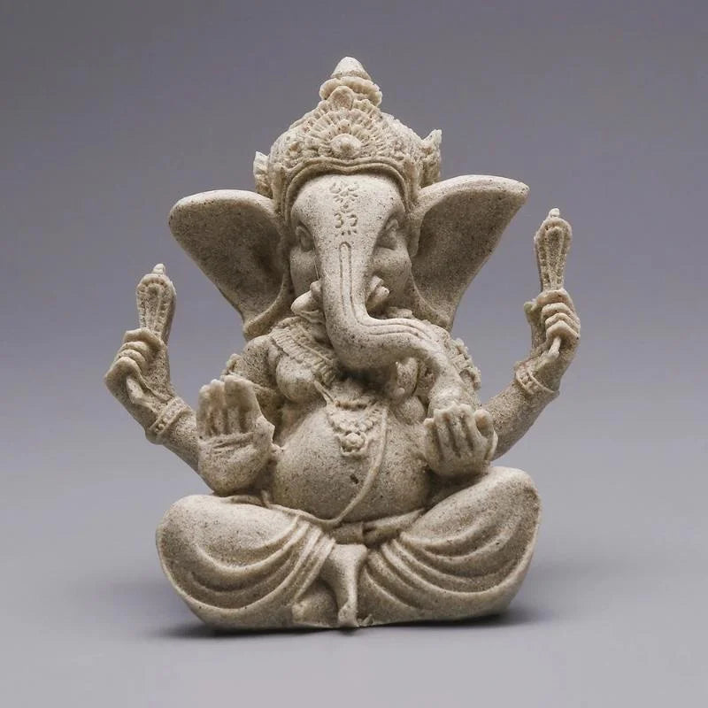 Statue d'éléphant de bouddha Ganesha en grès, Sculpture faite à la main, accessoires de décoration pour la maison