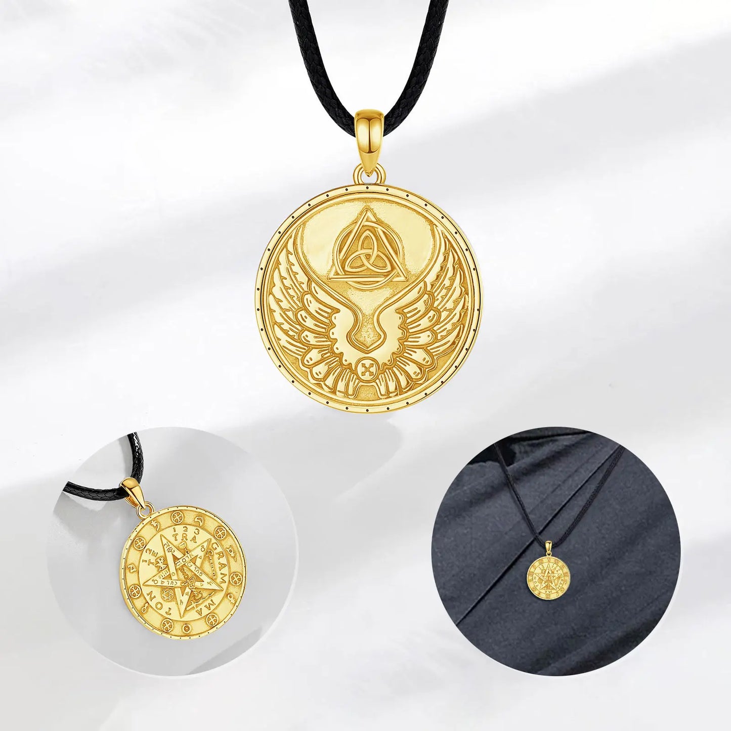 Collier Eudora en Argent Sterling 925 avec Pendentif Aile de Tétragramme en Or 18K – Amulette Symbolique Unisexe, Joaillerie Fine Contemporaine