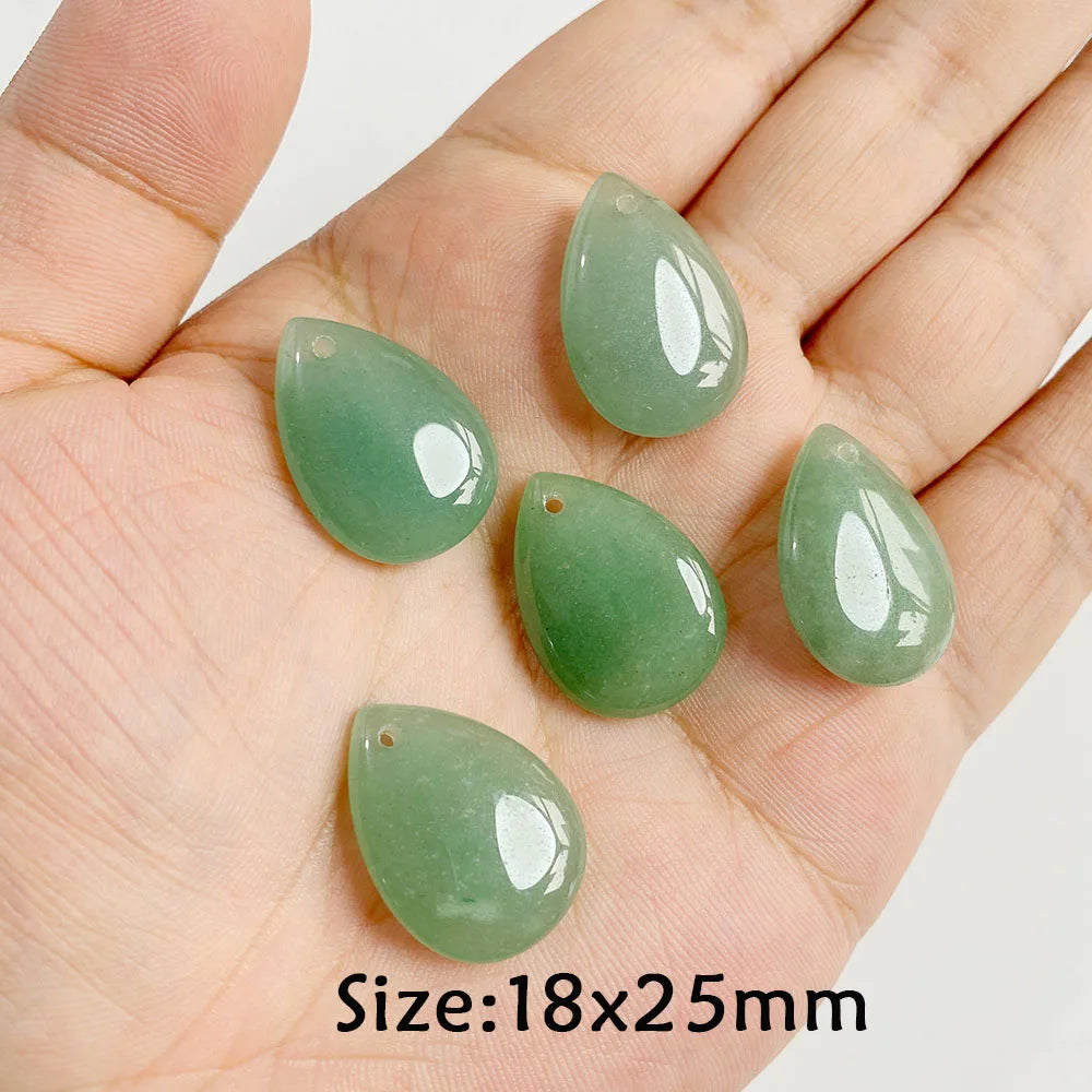 Pendentif en Pierre Naturelle Aventurine Verte, Perles de Jades de Guérison, Breloques Porte-Bonheur, Bijoux de Bricolage pour Femme et Homme, 2 Pièces