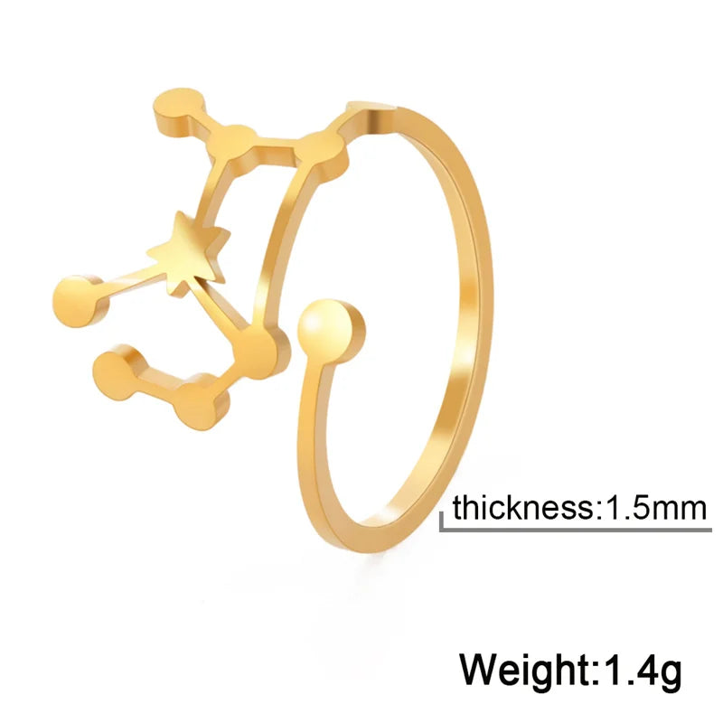 12 bagues de constellation pour femmes, anneaux ouverts et réglables du zodiaque pour adolescents, vergine, Cancer, balance, lion, poissons, bijoux, cadeau d'anniversaire