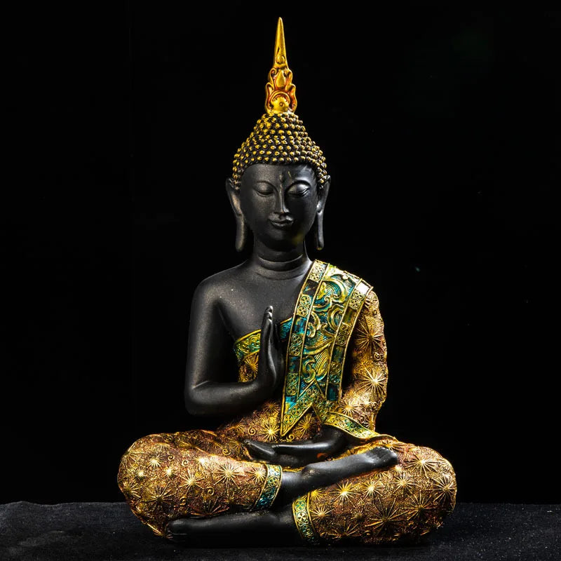 Grande Statue de bouddha thaïlande, Sculpture de bouddha en résine verte faite à la main, bouddhisme hindou Fengshui, Figurine de méditation, décoration de maison