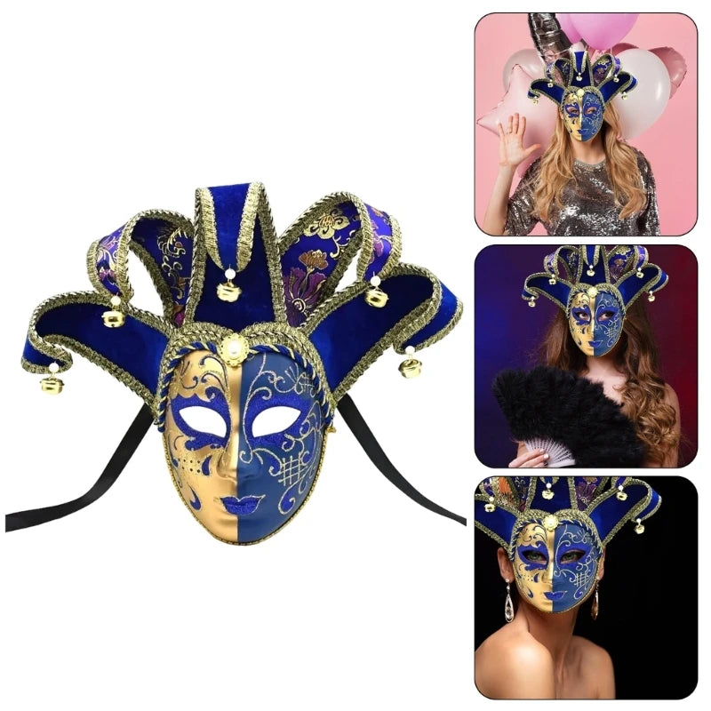 MasTim Ade-Masque de Bouffon, Costume d'Halloween, Vénitien, Mardi Gras, Carnavals, ixd'Halloween