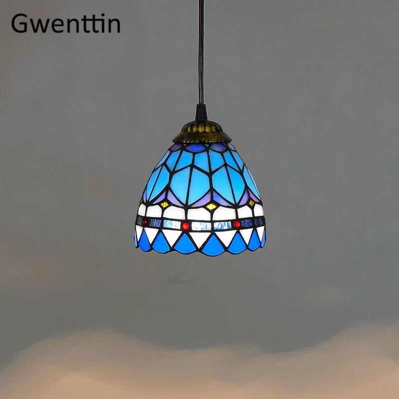 Vitrail suspension lampe salle à manger lustres plafond suspension chambre luminaire maison Luminaria Tiffanydecor