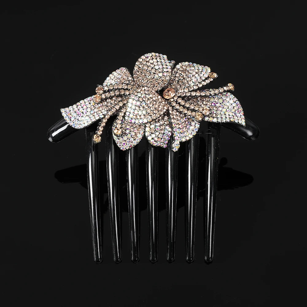 Peigne à cheveux AWAYTR en cristal avec strass – Accessoire professionnel pour chignons, tresses et queues de cheval