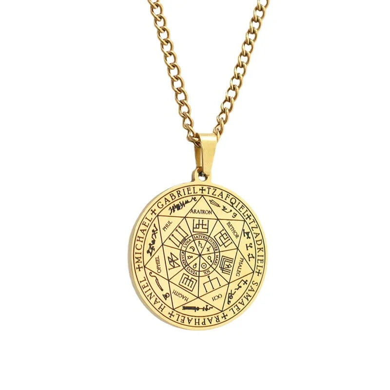 Collier pour hommes pendentif sept archanges Salomon 7 archanges Sigil amulette collier hommes Simple chaîne en acier inoxydable bijoux