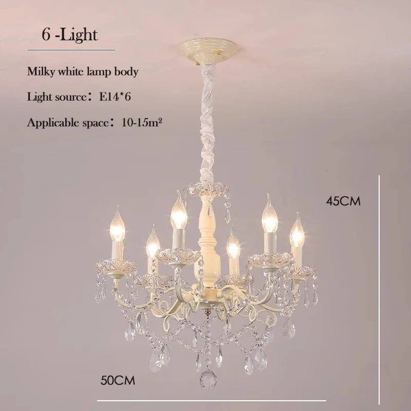 2025 lustres en cristal français lampes en cristal blanc laiteux lumière Table à manger de luxe chambre de princesse chambre de fille Chand