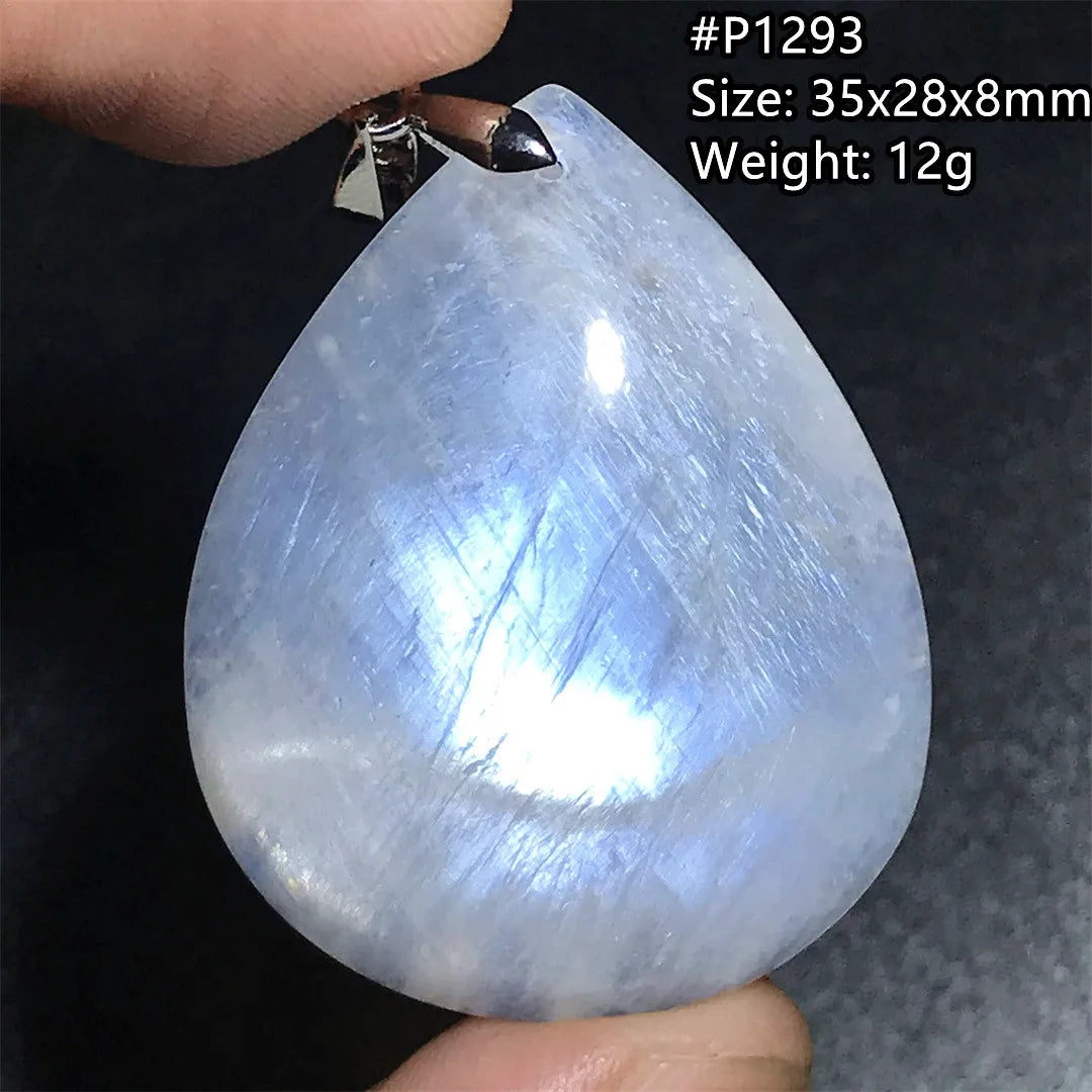 Pendentif en pierre de lune naturelle pour femme et homme, bijoux en argent 925, perles de pierre bleue claire, cristal, cadeau d'amour, Uto AAA
