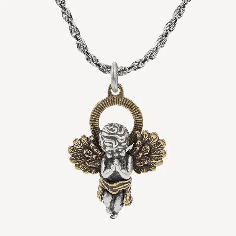 Collier ange gardien couleur or pendentif ailes d'ange Style rétro pendentif bijoux en gros