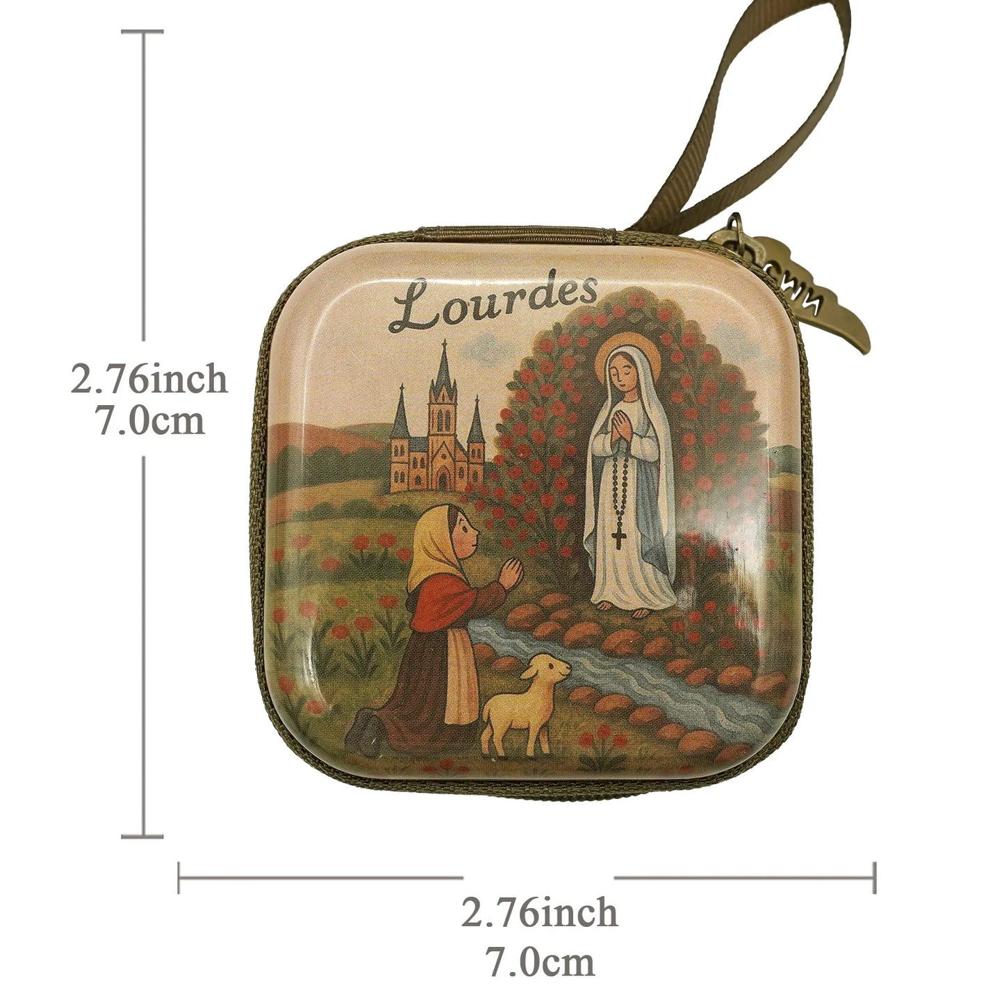 7x7 cm vierge marie jésus prière chapelet sac bijoux religieux boîte de rangement Articulos religiosos catholico