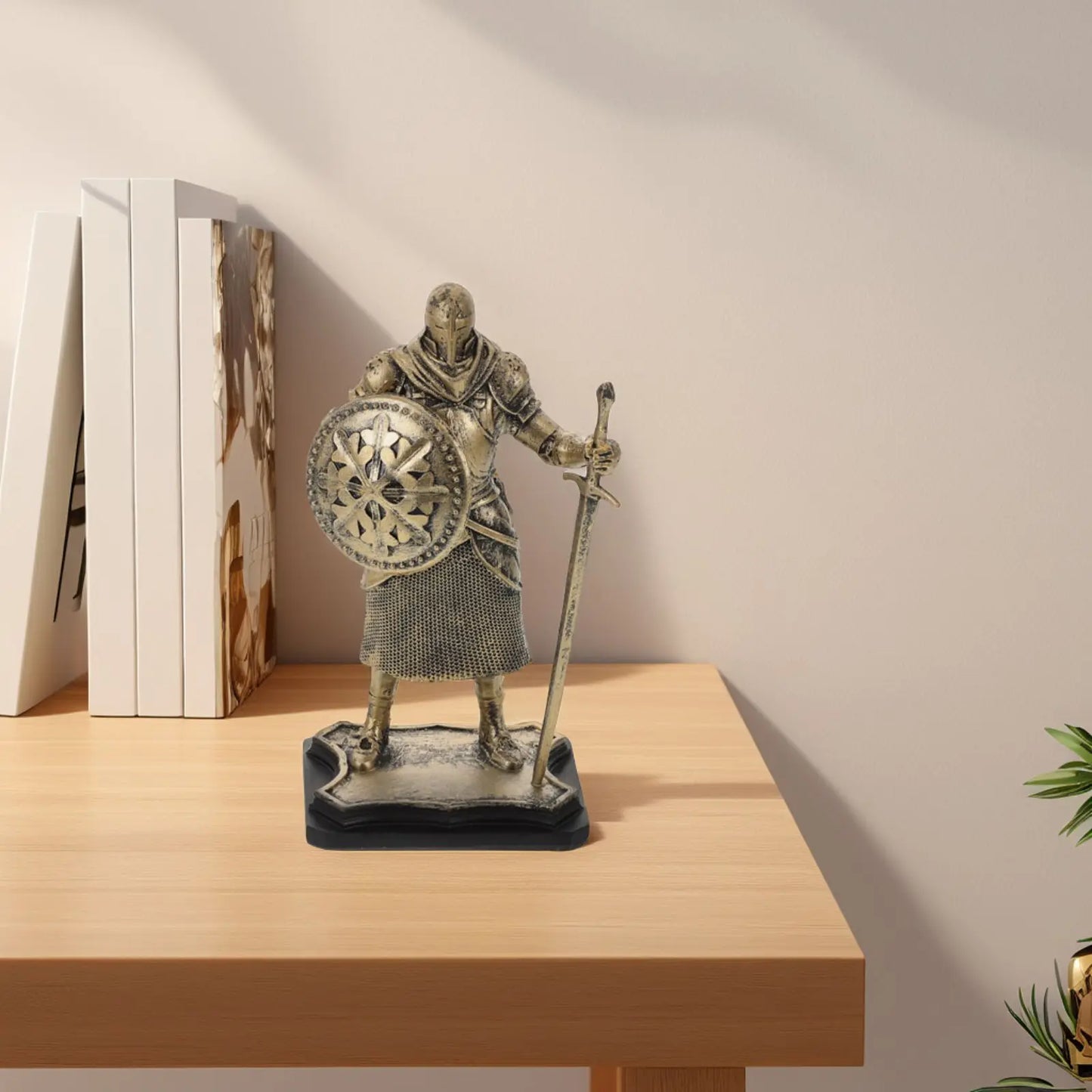 Statue de chevalier rétro en résine, ornements décoratifs pour la maison et le bureau, Sculpture de soldat ancien Miniature médiévale