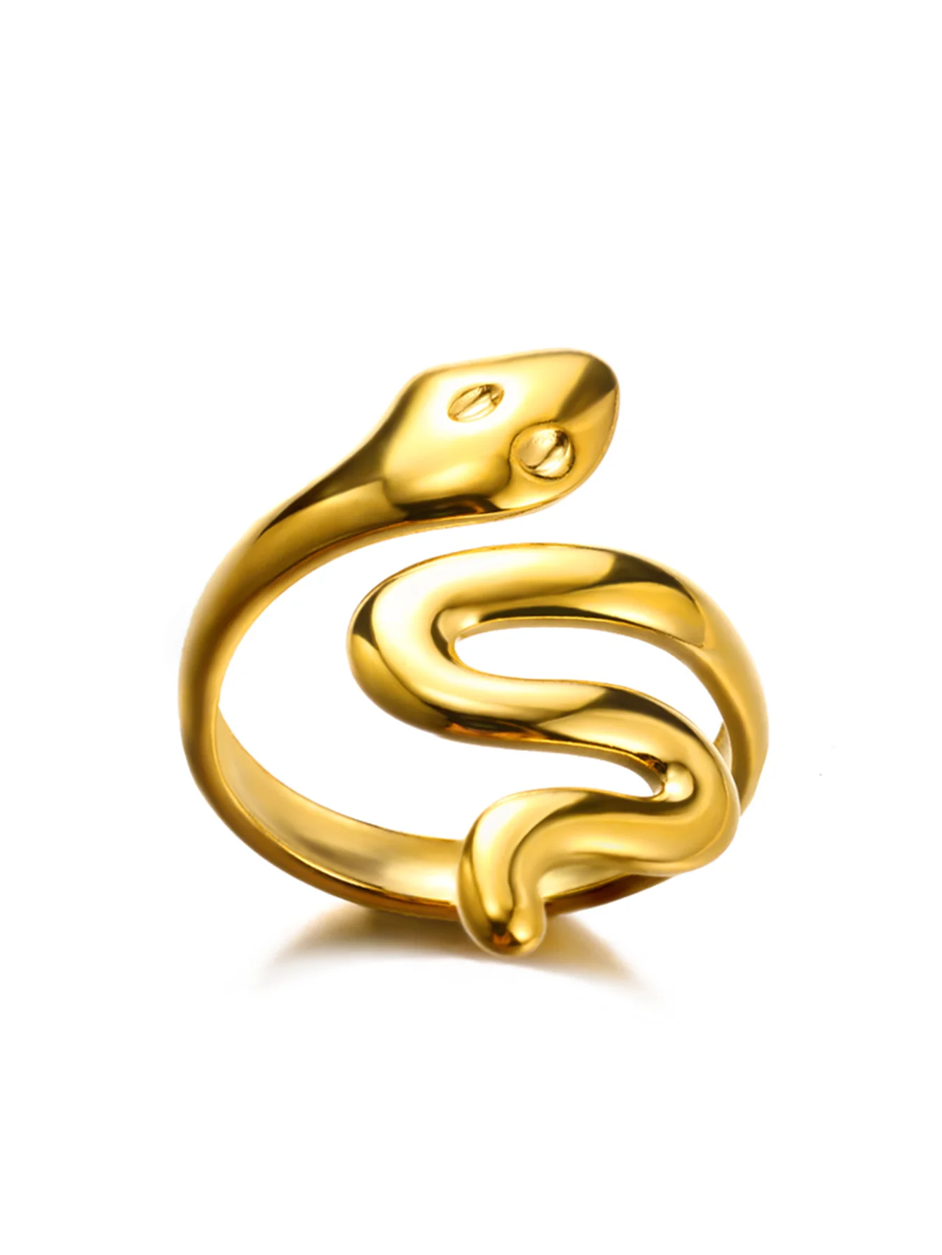 Bague Serpent Réglable en Acier Inoxydable Plaqué Or 316L – Style Gothique Vintage Unisexe