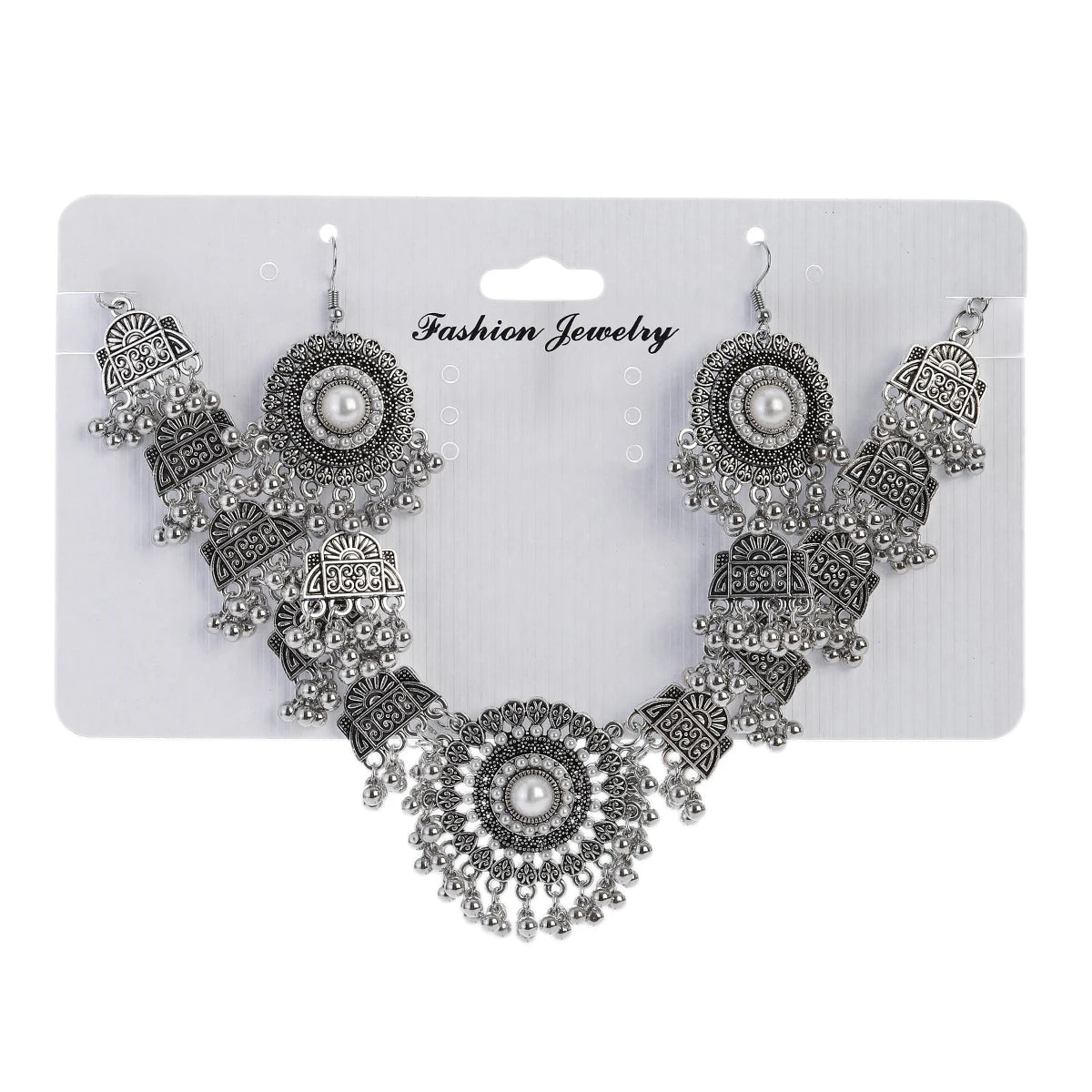 Boho Vintage Blue Beads Turquoise Jewelry Sets for Women, Silver Plated, Géométrique Necklace, Boucles d'oreilles, Cadeaux